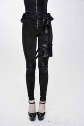 Dark Pattern Punk Stretchy Fitted Womens Pants With Bags